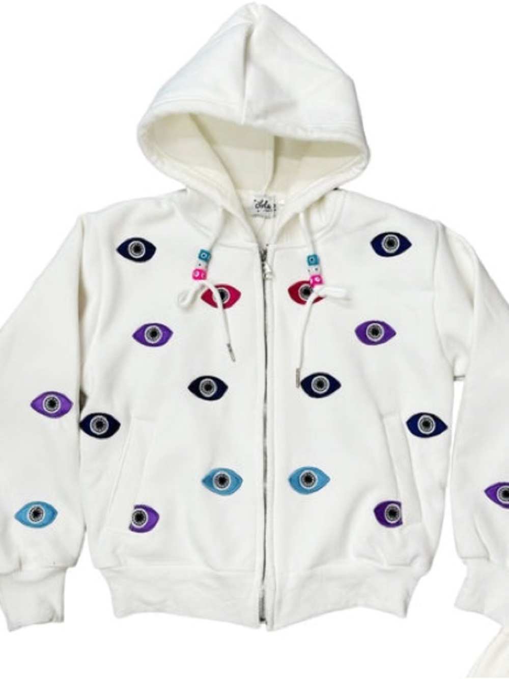 Lola and The Boys Rainbow Evil Eye Zip Up Hoodie size 4